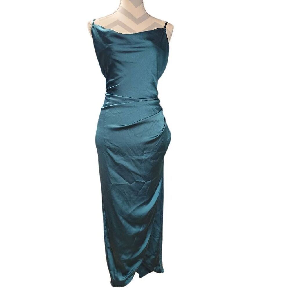 Womens Large Satin Sleeveless Swoop Neck  Midi Summer Dress Cute Formal Wedding